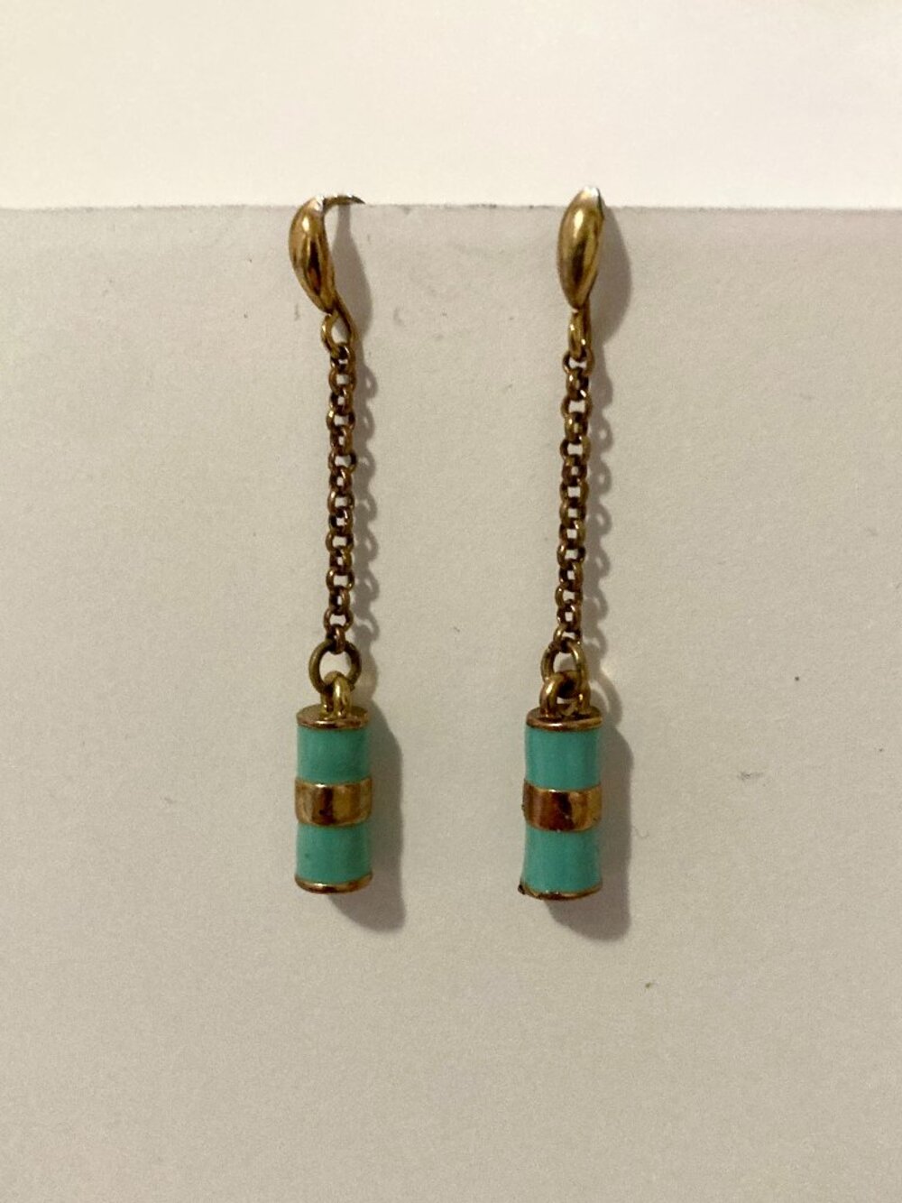 DVF Turquoise and Gold Enamel Dangly Earrings